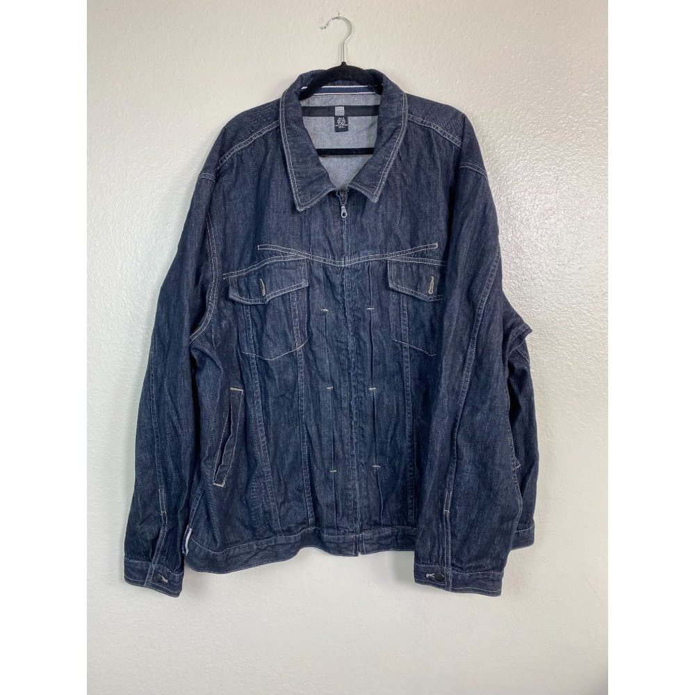 Vintage Martine Francois Girbaud Blue Denim Jacket Men size XXXL Zip dark Wash